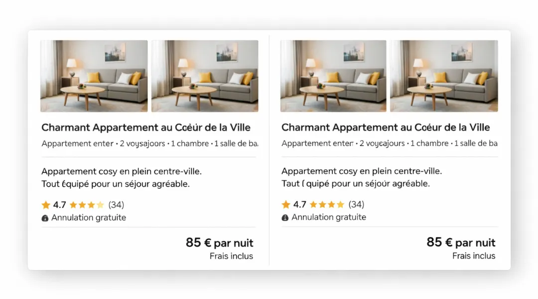 Avant : après la prise en charge d’un logement par une conciergerie meme annonce